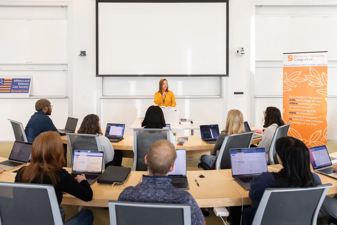 A lecture hall full of students.