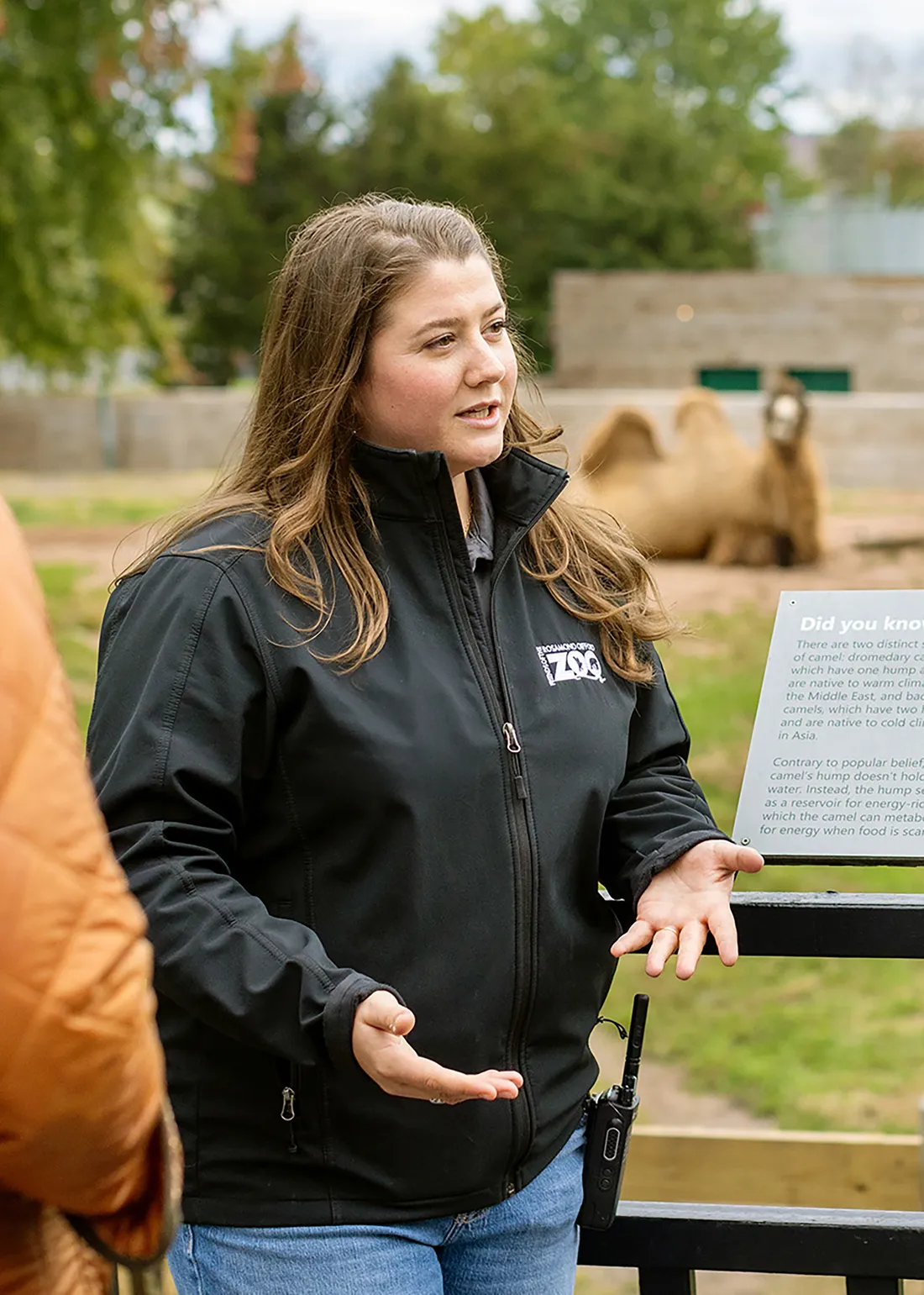 Mary Hillebrand giving a tour of the zoo.