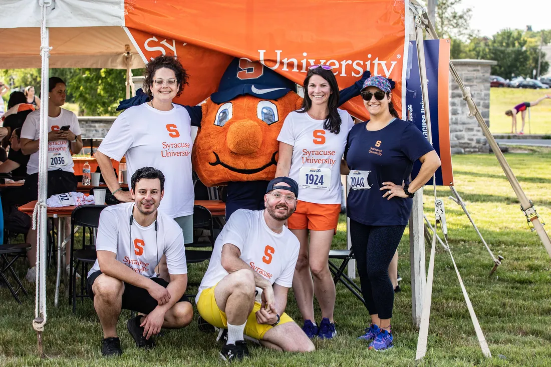 Employees with Otto at the Work Force Run of Syracuse
