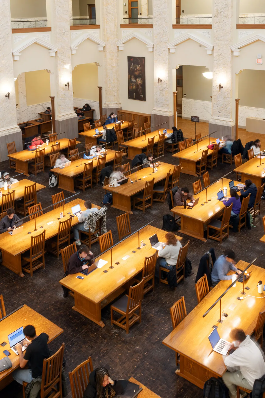 People working in a library