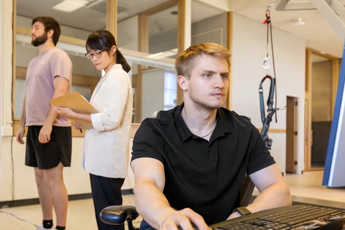 People working on research in a lab.