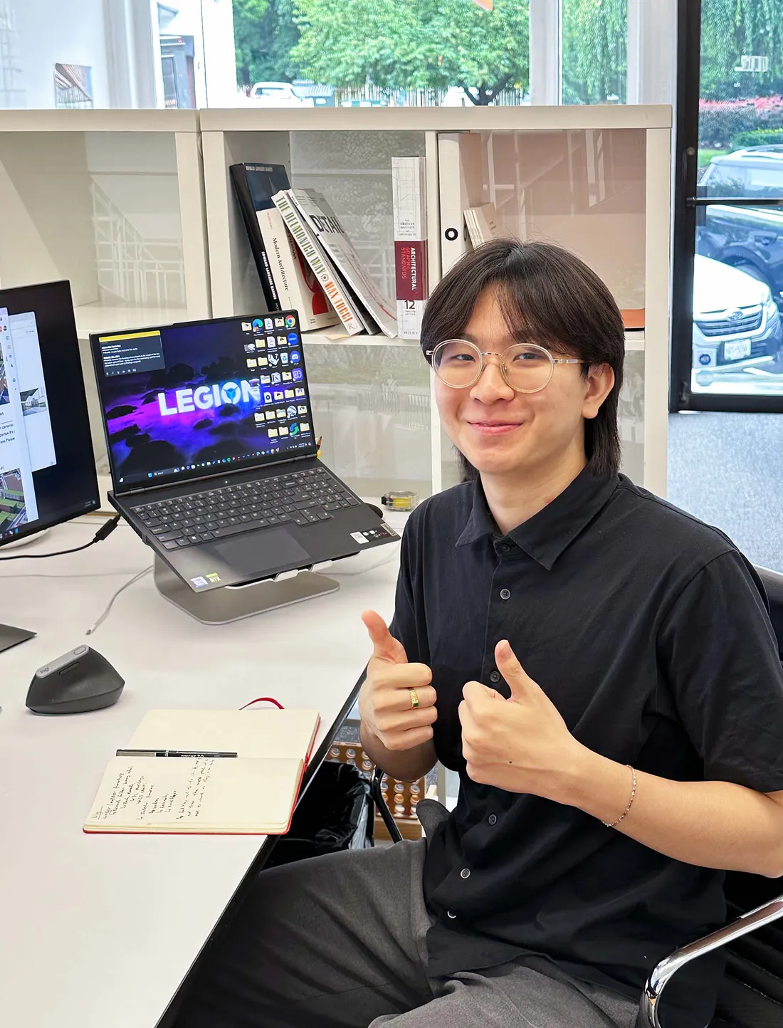 A student at his desk.