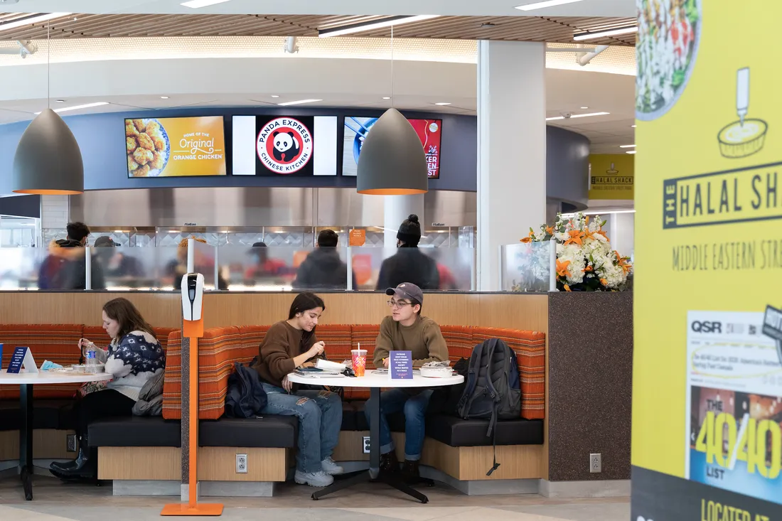 The inside of the Schine Student Center eatery.