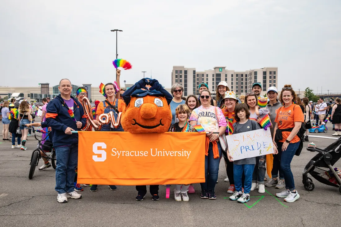 Members of the Syracuse University Community at the 2023 Annual CNY Pride Parade.