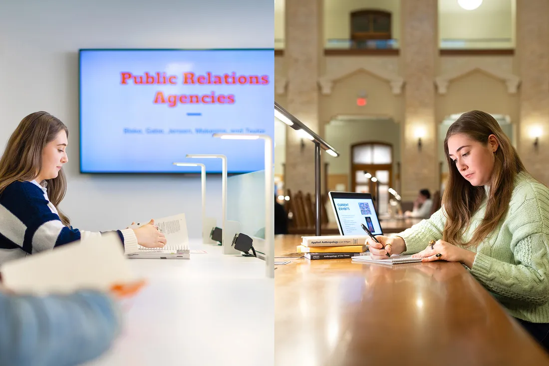 Taylor Bryne studying in two different places.