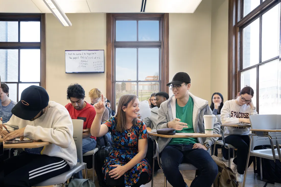 Mathematics education professor Nicole Fonger teaching a class.