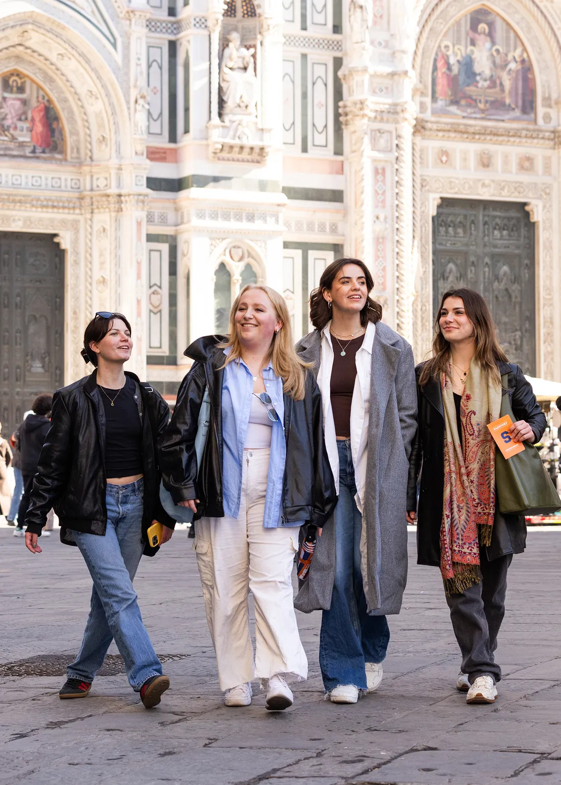 Four girls in front of the Duomo in Florence.