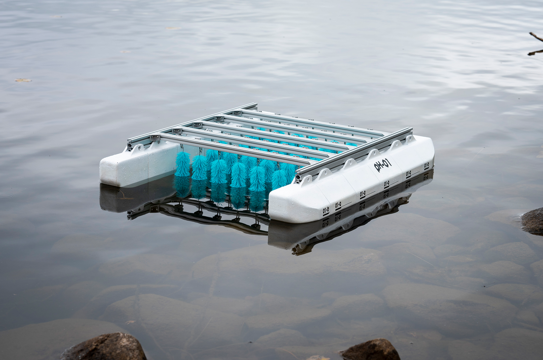 Polygone system's device in a lake.