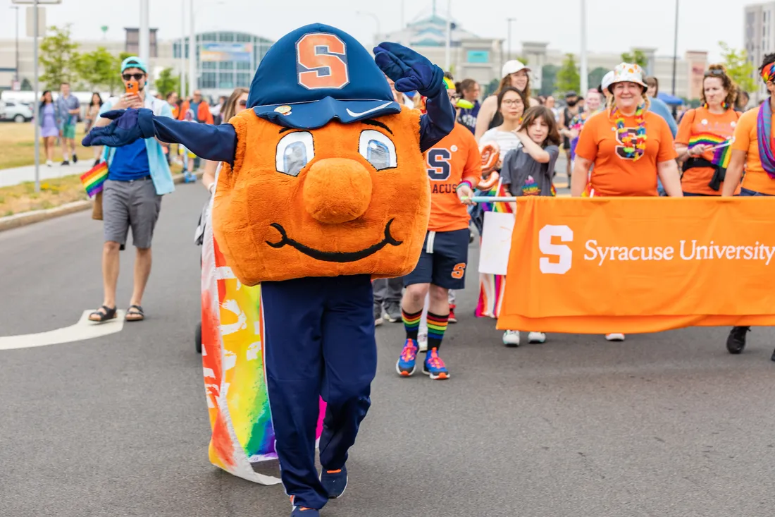 Syracuse University staff and students at the 2023 CNY Pride Parade.