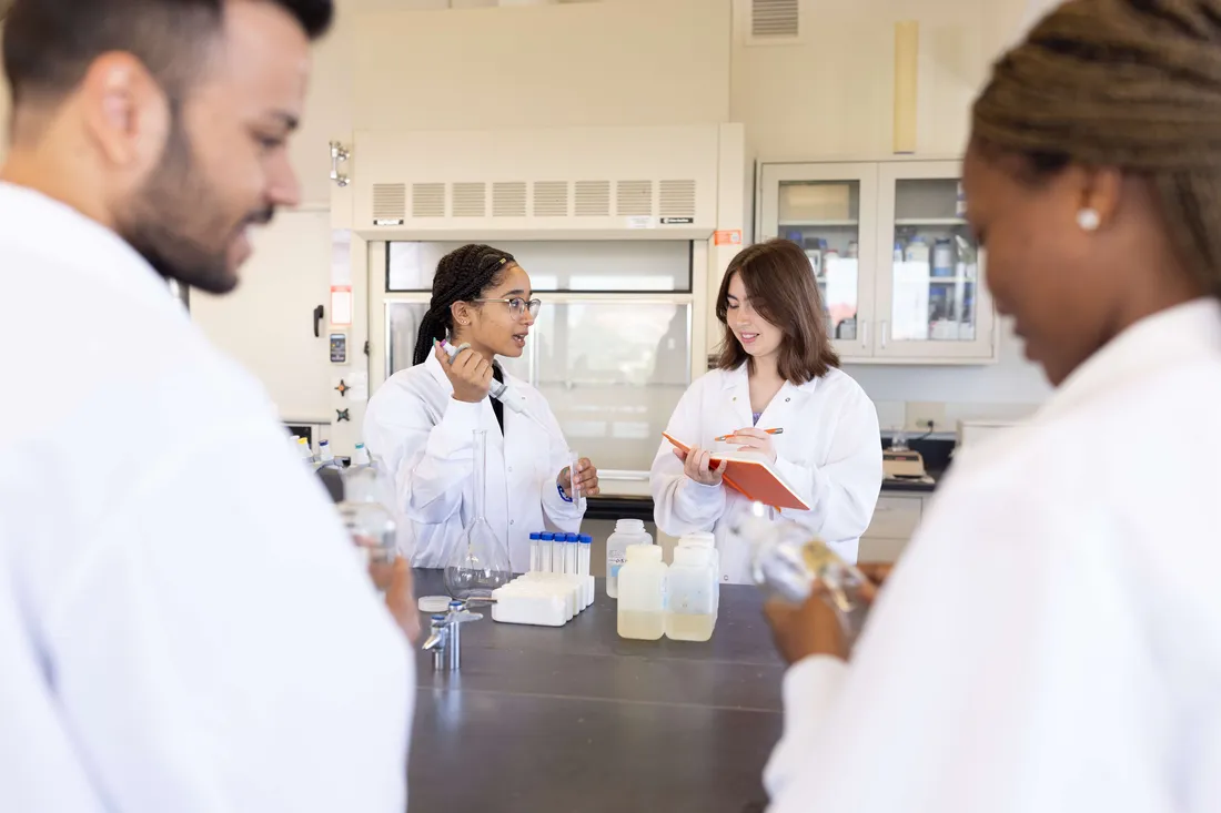 Students working together in a laboratory.