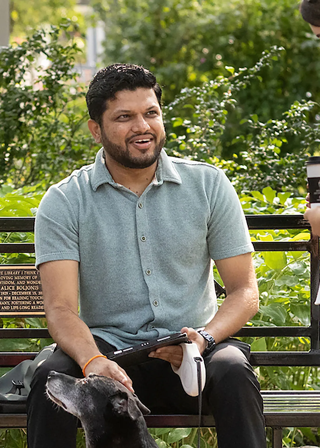 Person sitting on bench.