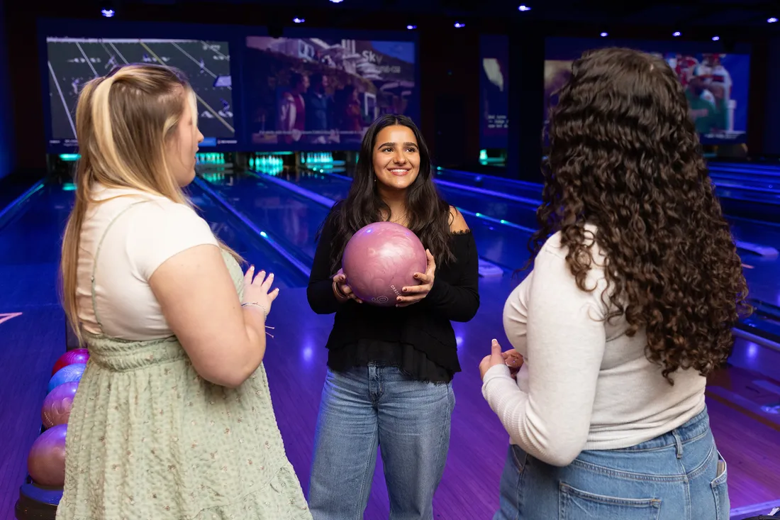 Trisha Balani going bowling with friends.