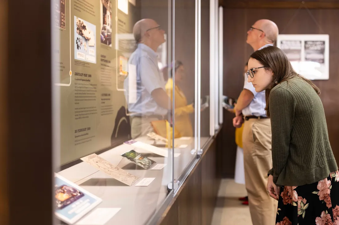 Student at the Special Collections Research Center ‘In Pursuit of Justice: Pan Am Flight 103 Opening Reception Curated by Pan Am 103.