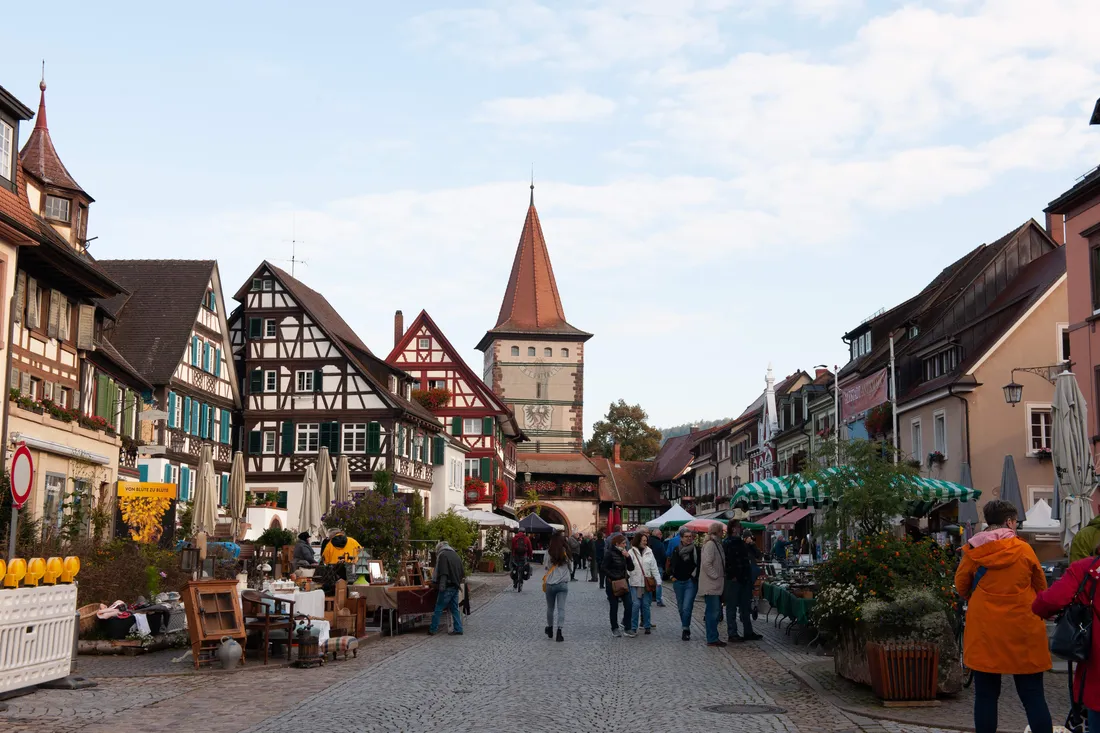 People waking on the steer in Strasbourg.