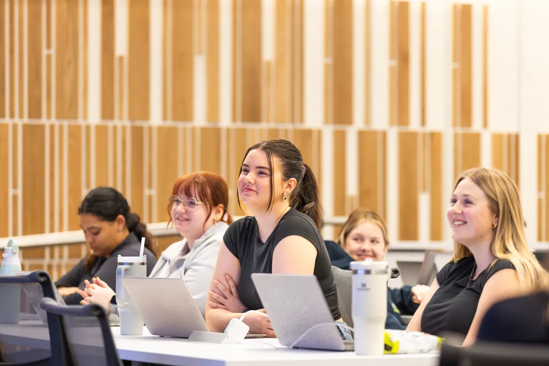 Students in a digital and social media innovation class.