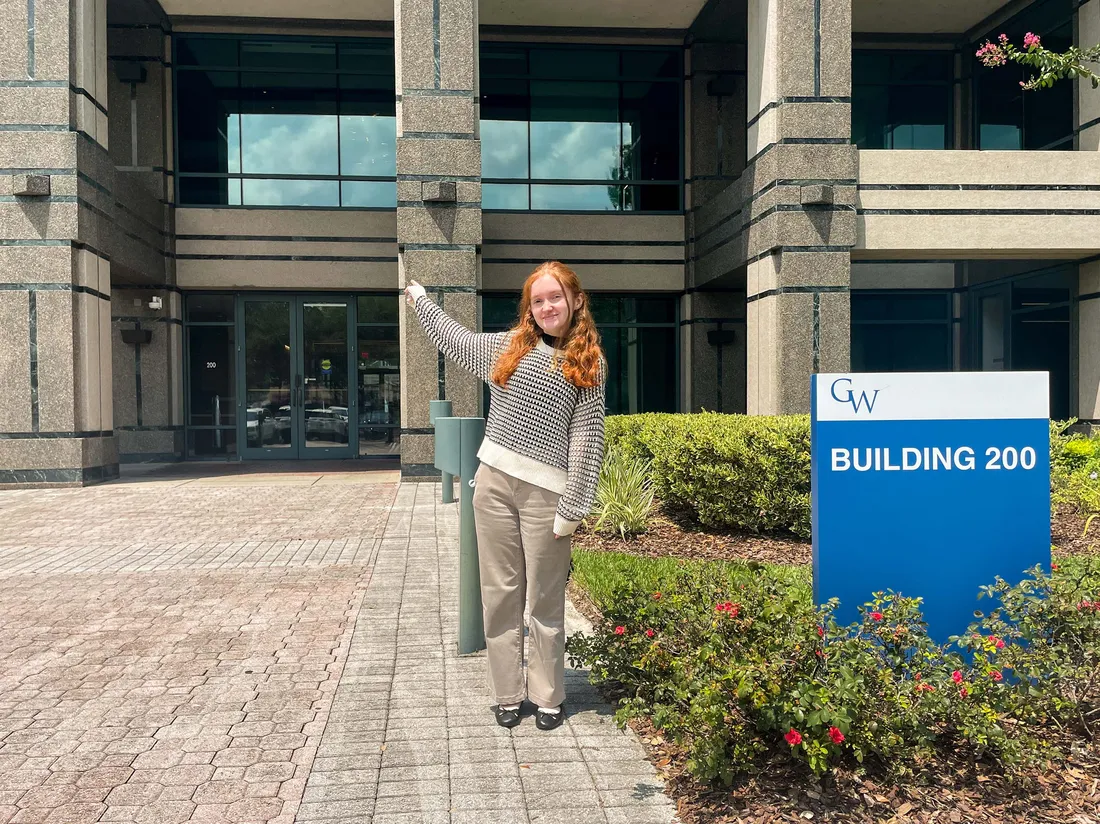 Kerry Spencer outside her internship.